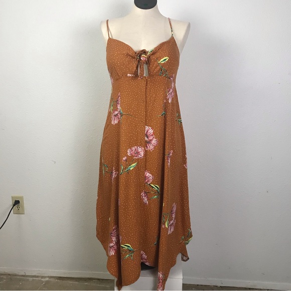 Xhilaration Asymmetrical Dress Women’s Size L Color Brown Print Floral Pullover - Picture 13 of 13